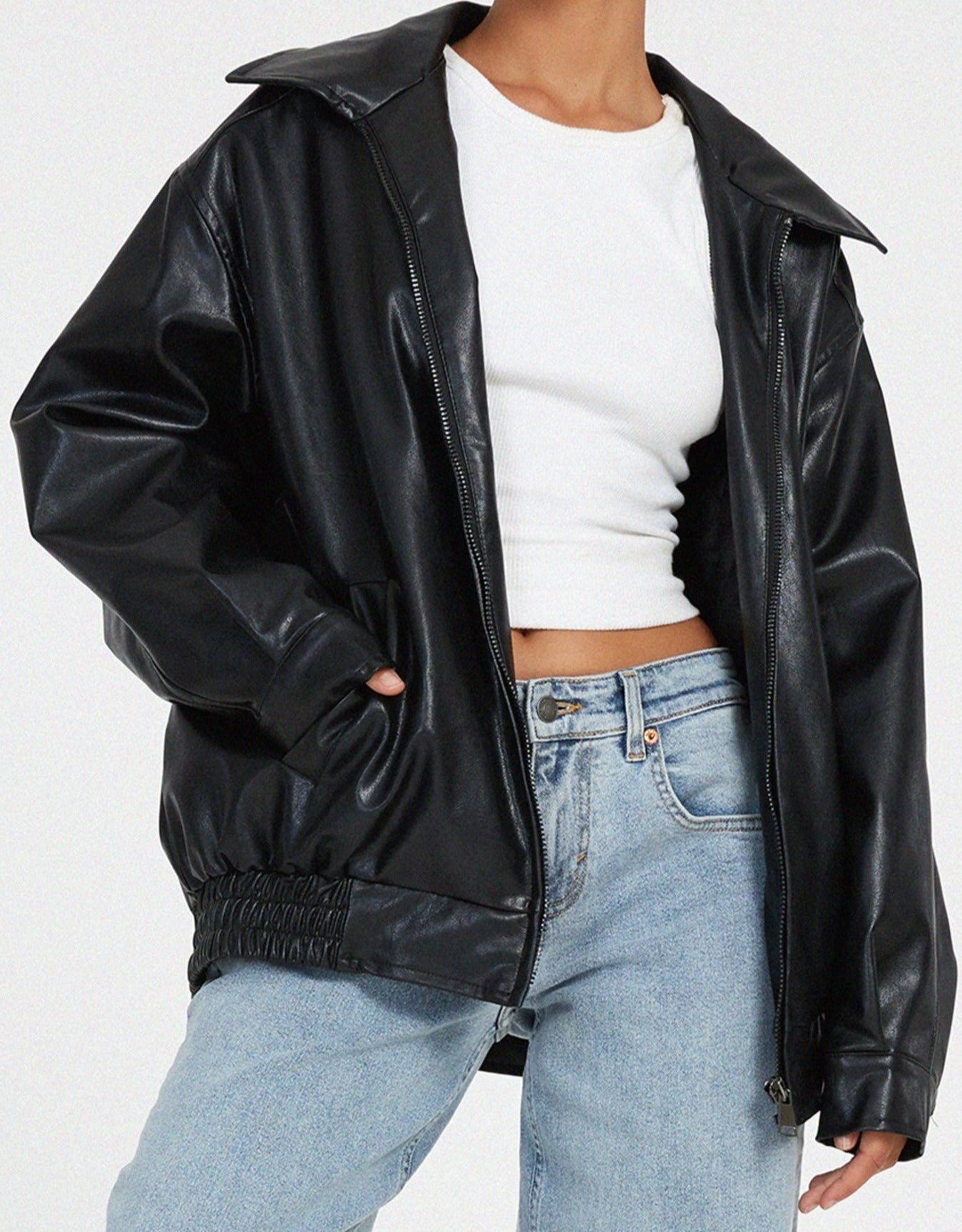 Veste en cuir d'été oversize LuxeEase